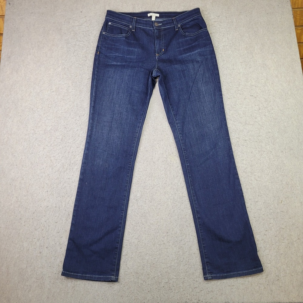 Eileen Fisher Straight Leg Jeans Womens 8 Blue Dark Wash Stretch Denim